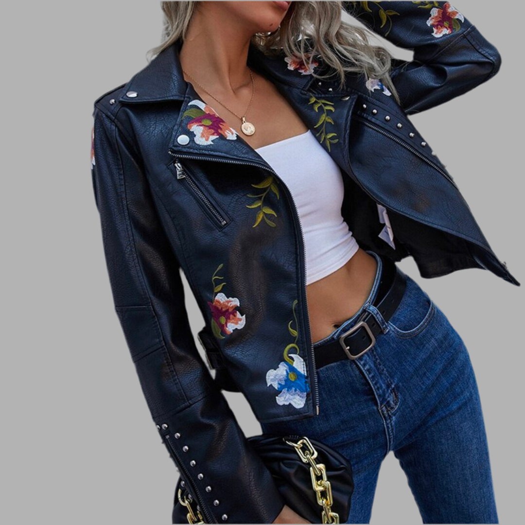 Quinn™| Bestickte Cropped Vintage-Jacke