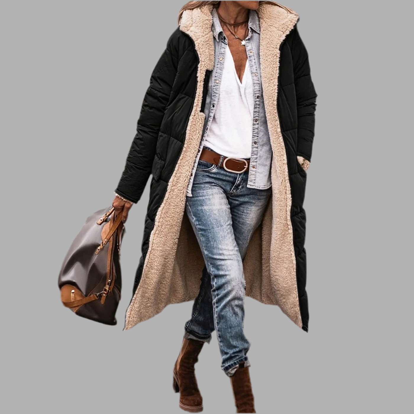 Marije™| Warme wattierte Jacke mit Kapuze