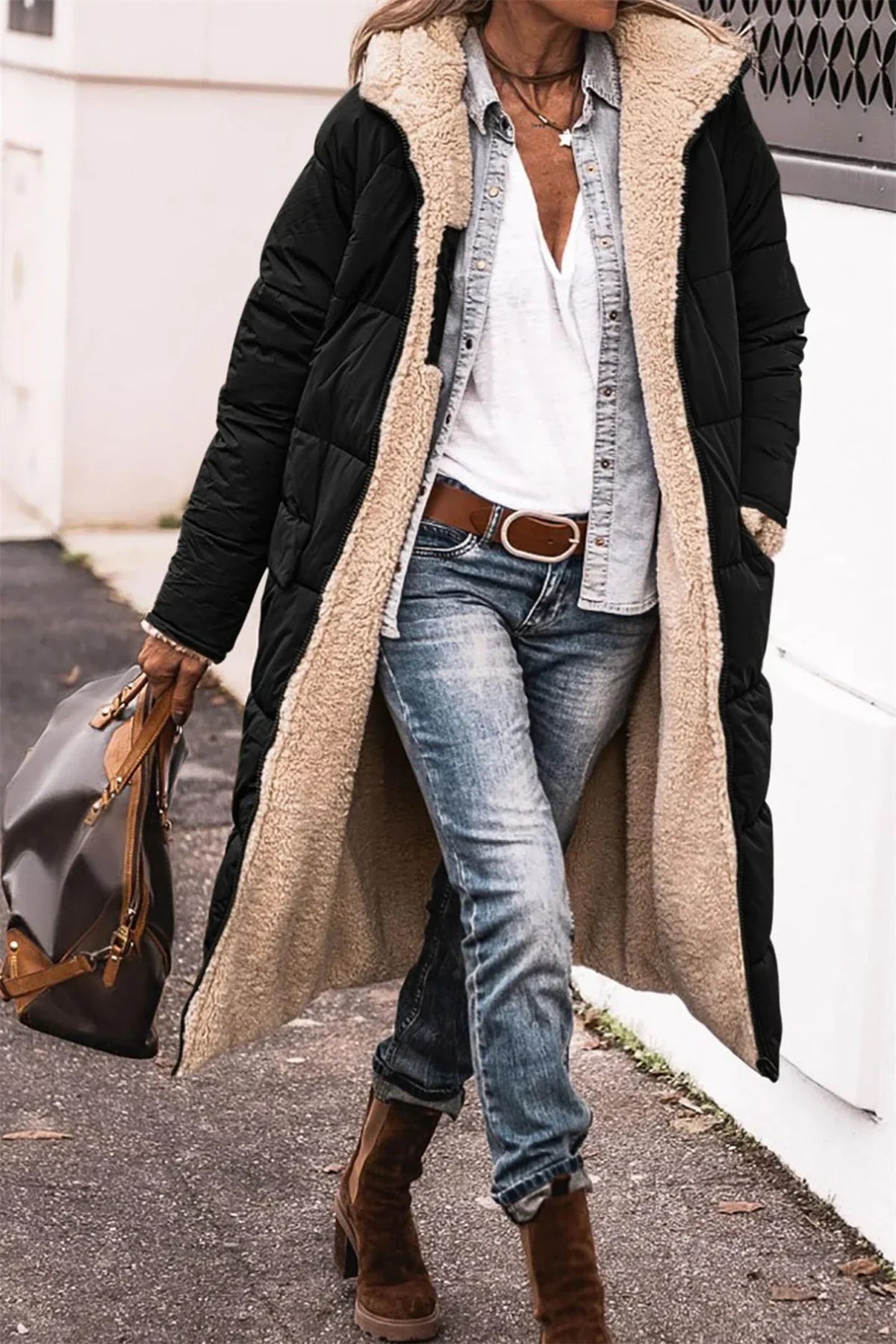 Marije™| Warme wattierte Jacke mit Kapuze
