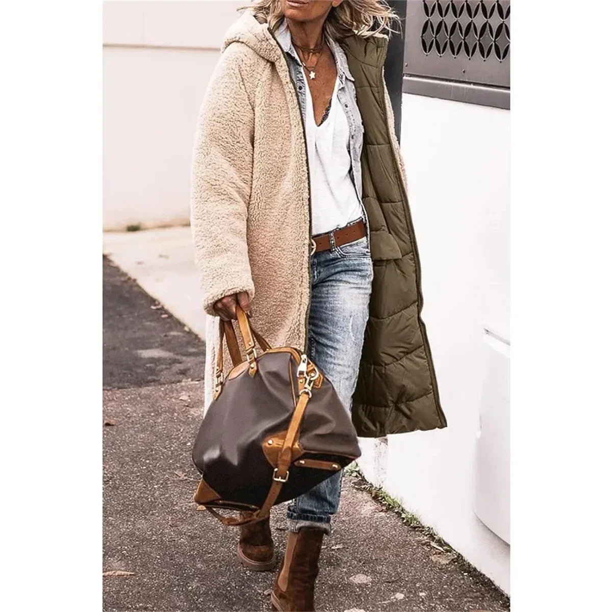 Marije™| Warme wattierte Jacke mit Kapuze