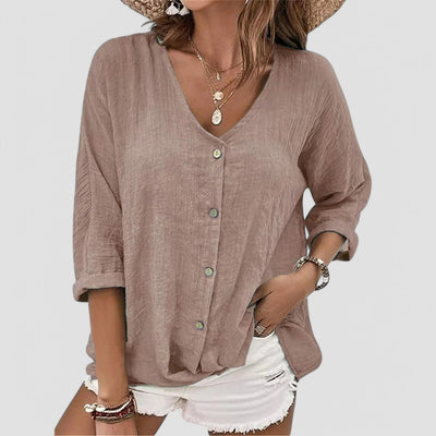 Elena | Handgemachte Bluse mit V-Ausschnitt