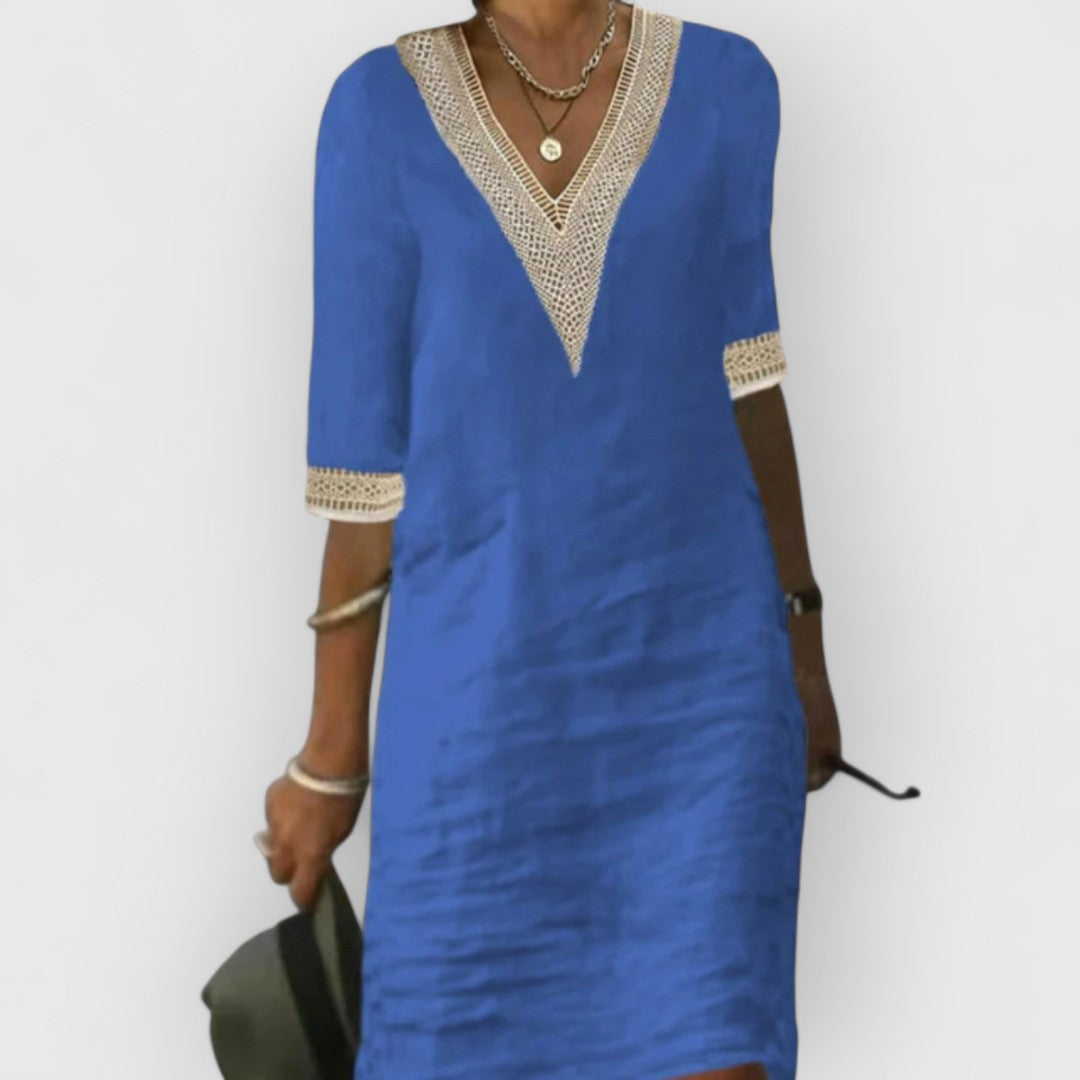 Vivian | Leinenkleid mit V-Ausschnitt